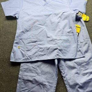 WonderWink Scrubs Set Women's Medium Light Blue V-Neck Top & Pants Uniform New
